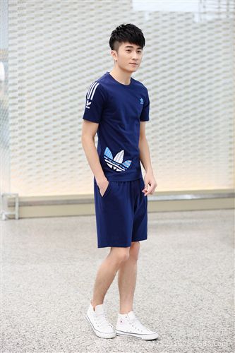 夏季運動套裝 夏季情侶運動套裝男圓領(lǐng)短袖短褲兩件套純棉透氣健身戶外運動服女原始圖片3