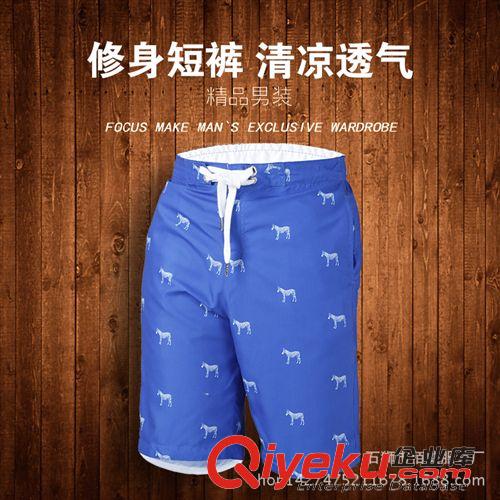 中褲 夏季新款男士馬褲男裝5分褲休閑潮純棉夏裝印花直筒褲子直銷批發(fā)原始圖片3