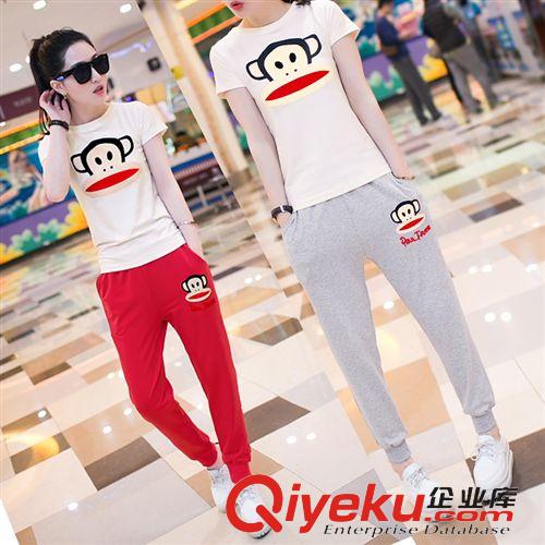  4月27日上新 夏裝新款女士大碼兩件套修身短袖上衣長(zhǎng)褲大嘴猴休閑運(yùn)動(dòng)套裝女夏原始圖片2
