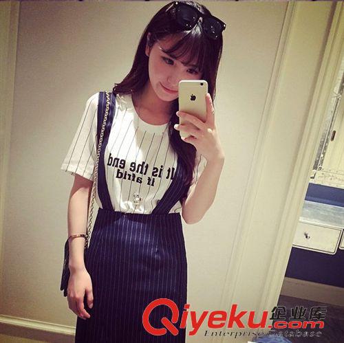  4月22日上新 2015夏季新款時尚街頭直筒印花雪紡寬松修身顯瘦百搭圓領短袖T恤原始圖片2