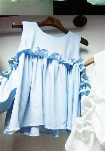     雪紡衫/蕾絲衫 韓國東大門代購2015年夏季新款女裝荷葉邊露肩寬松百搭甜美雪紡衫原始圖片2