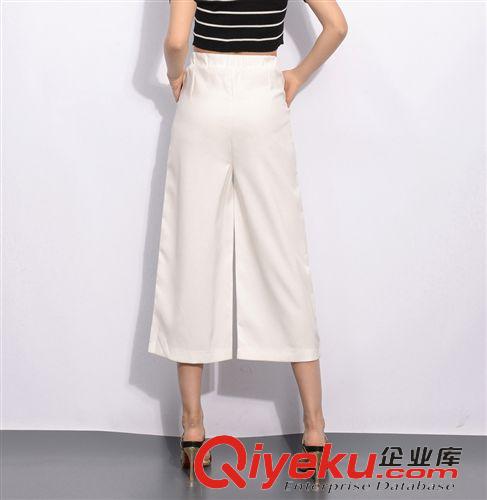    休閑褲 2015夏季新款韓版薄款休閑九分褲修身顯瘦松緊腰寬松高腰闊腿褲女