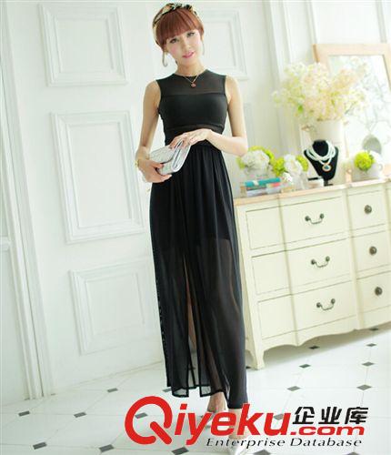     夜店名媛時(shí)裝 2015夏季新款女裝純色高腰修身連衣裙網(wǎng)紗仿真絲性感女神名媛長(zhǎng)裙