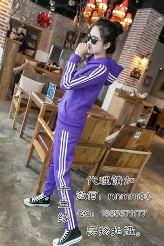 2015年06月 2015秋冬新款帽衫衛衣休閑套裝運動服三條杠學生裝校服小腳顯瘦原始圖片2