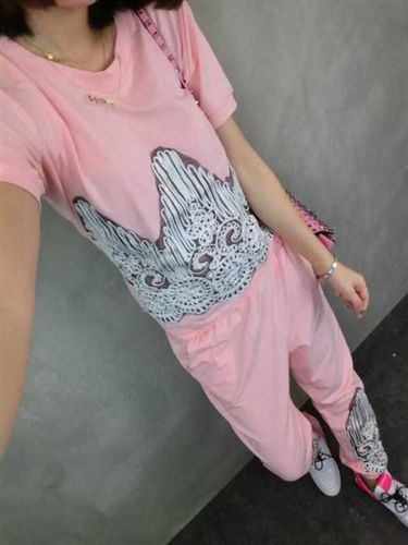 2015年06月 歐洲站2015夏季新款時尚百搭爆款套裝女哈倫褲+半袖Ｔ恤套裝顯瘦