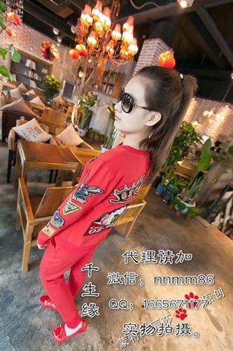 2015年06月 金雨佳妮15春新款女韓版時尚貼標衛(wèi)衣T恤運動服休閑套裝女微信原始圖片2