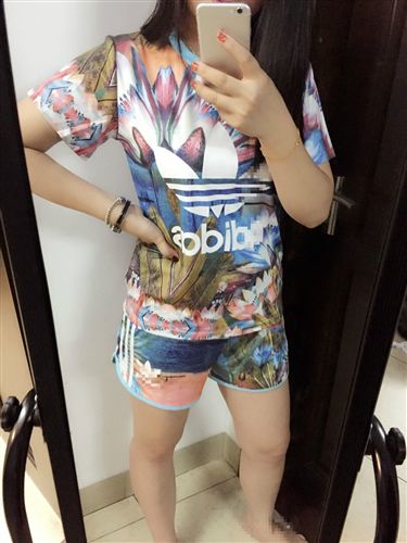 女式休閑套裝 2015夏新款短袖 三葉草運動套裝 范冰冰明星同款 休閑運動套裝女原始圖片3