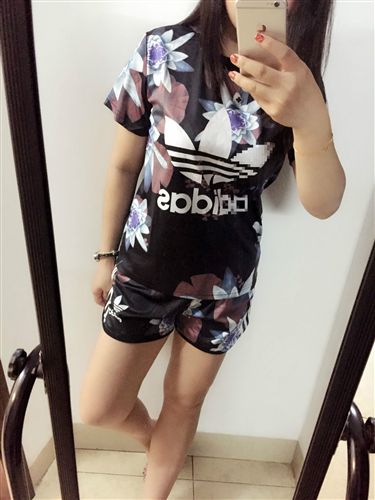 女式休閑套裝 2015夏季新款短袖 女 三葉草休閑運動套裝 明星 同款印花套裝女潮原始圖片2