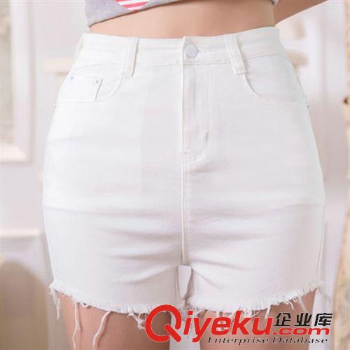 5月7日新款 2015時尚韓版高腰短褲毛邊彈力女牛仔熱毛邊彈力女顯瘦短褲原始圖片3