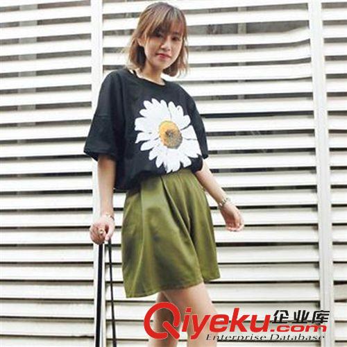 5月3日新款 2015韓國夏季新款女裝超美小花朵小雛菊大愛棉質(zhì)短袖百搭T恤原始圖片2