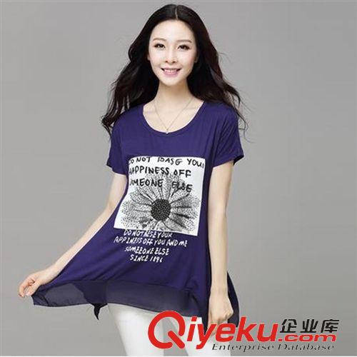 限時{qg}區 2015時尚寬松韓版大碼印花女裝短袖T恤胖MM短袖百搭上衣一件代發原始圖片3