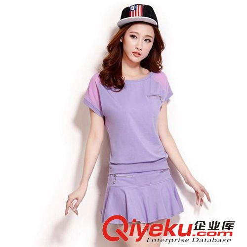 限時{qg}區(qū) 2015夏季雪紡短袖運動套裙網(wǎng)球服短裙套裝休閑套裝女夏裝套裝裙女原始圖片2