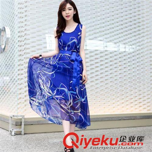 波西米亞 2015夏裝新款歐美gddp修身雪紡波西米亞連衣裙長裙中長款女裝原始圖片2