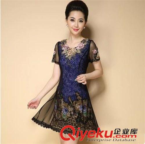 媽媽裝 2015夏季修身背心打底裙品牌歐美女裝春歐根紗氣質(zhì)花朵新款連衣裙