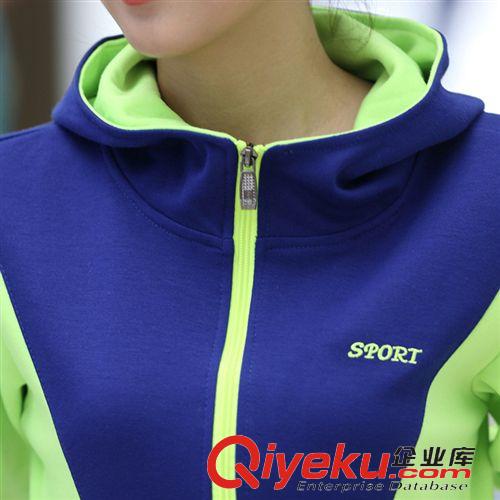 女款套裝 春秋新品女裝特賣 拼色直筒連帽女式休閑套裝 透氣保暖女式套裝原始圖片2