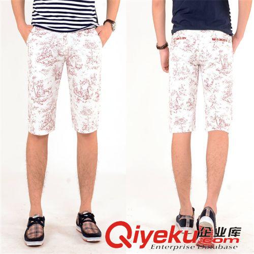 男士短褲 男裝夏季新品 時尚印花直筒男士七分褲 舒適寬松透氣男式休閑褲原始圖片2