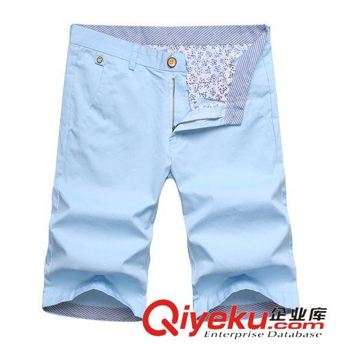男士短褲 2015夏季新品男褲 純色直筒男式休閑褲 男士時(shí)尚休閑修身五分褲原始圖片2