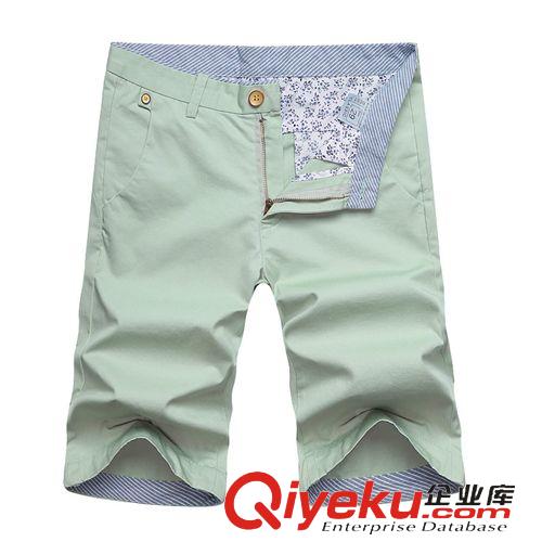 男士短褲 2015夏季新品男褲 純色直筒男式休閑褲 男士時(shí)尚休閑修身五分褲原始圖片3