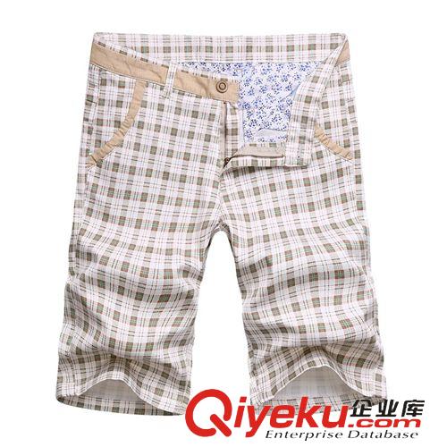 男士短褲 廠家直銷夏季新款男式休閑褲 時(shí)尚百搭格子直筒男士休閑褲短褲
