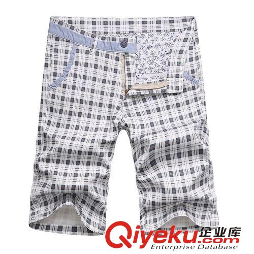 男士短褲 廠家直銷夏季新款男式休閑褲 時(shí)尚百搭格子直筒男士休閑褲短褲