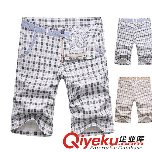 男士短褲 廠家直銷夏季新款男式休閑褲 時(shí)尚百搭格子直筒男士休閑褲短褲