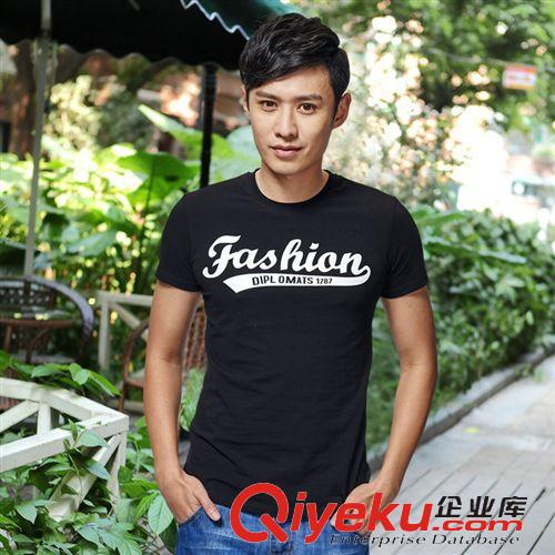 T恤 夏季男裝新品 百搭時(shí)尚男士個(gè)性V領(lǐng)t恤 純棉透氣男士休閑短袖t恤