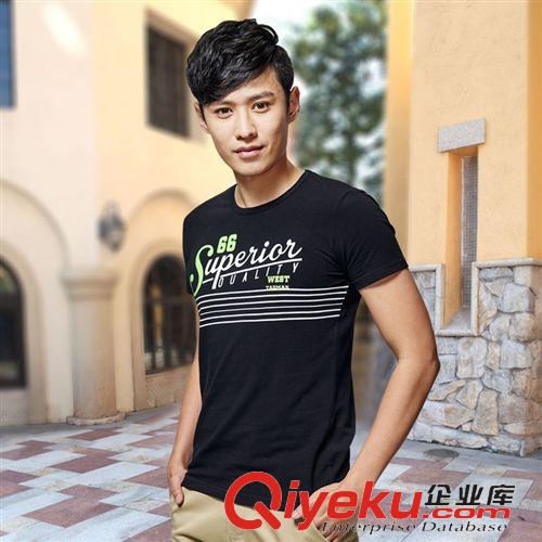 T恤 2015夏季男裝新品 時(shí)尚印花圓領(lǐng)男式短袖t恤 透氣純棉男士休閑t恤原始圖片2