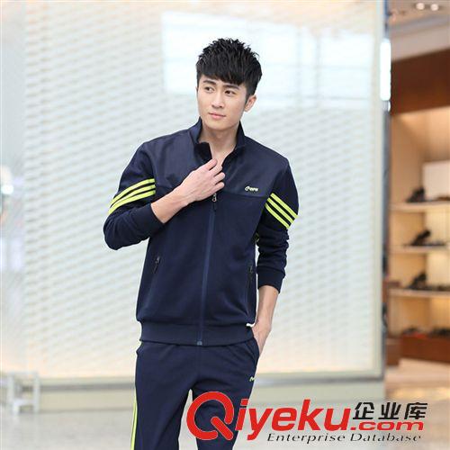男款運(yùn)動(dòng)套裝 男裝春秋新品批發(fā) 條紋拉鏈外套男式休閑套裝 舒適寬松男士套裝原始圖片2