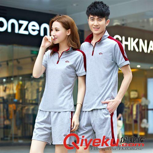 情侶短褲短袖 情侶裝夏季新品熱賣(mài) 拼色直筒翻領(lǐng)男女式短袖套裝 情侶休閑運(yùn)動(dòng)裝