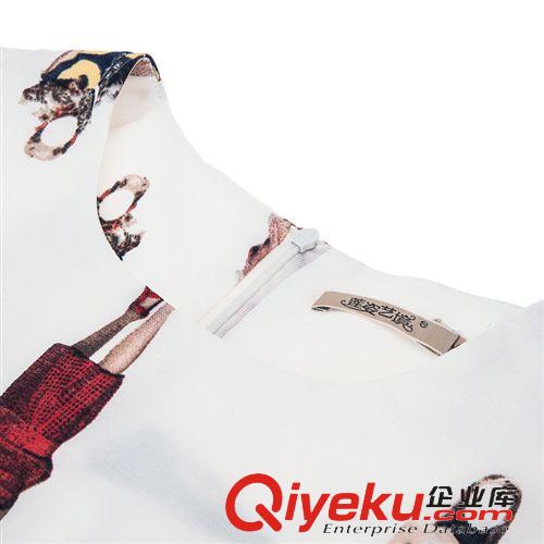 連衣裙 2015歐洲站新款夏連衣裙女簡約dp短袖顯瘦a版荷葉裙原始圖片3