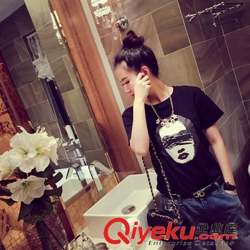 爆款T恤 夏季新款復(fù)古女人頭像短袖T恤女原始圖片2