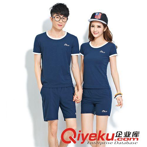 夏季熱銷 2015鑫海森夏季情侶短袖圓領(lǐng)修身運(yùn)動套裝男女款運(yùn)動服一件代發(fā)