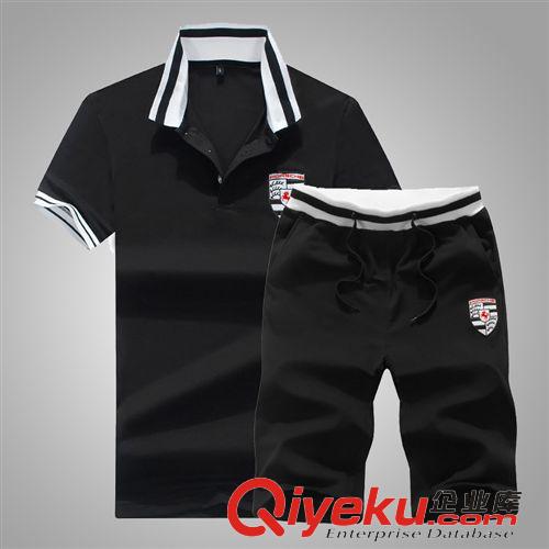 夏季熱銷 熱銷夏季男士短袖運動套裝韓版修身Polo衫男款純棉五分褲一件代發原始圖片2