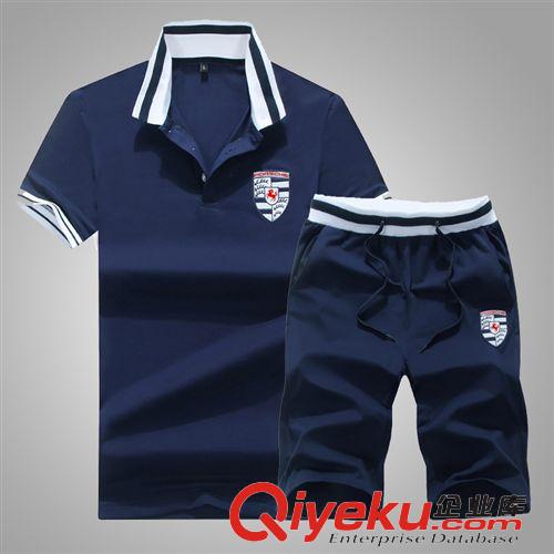 夏季熱銷 熱銷夏季男士短袖運動套裝韓版修身Polo衫男款純棉五分褲一件代發原始圖片3