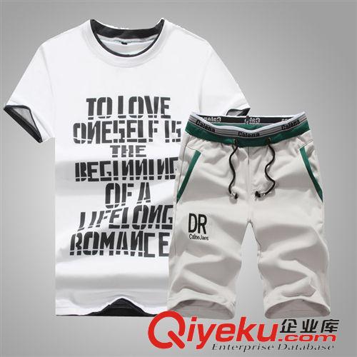 活動專區 2015夏季短袖男士圓領休閑運動服男款修身T恤運動套裝一件代發