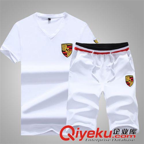 活動專區(qū) 2015新款夏季男士V領(lǐng)休閑運(yùn)動套裝運(yùn)動服純棉男式套裝T恤一件代發(fā)