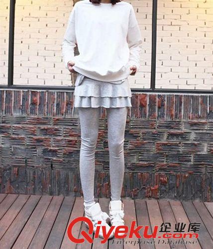假兩件褲裙 假兩件打底褲裙秋季韓版新款莫代爾透提臀女大碼蛋糕裙褲長褲子原始圖片2