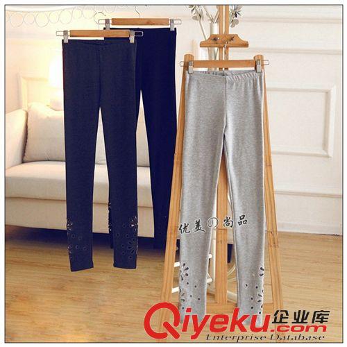 ◤所有商品◥ 韓國(guó)女士女裝韓版九分褲修身顯瘦腳口鏤空刺繡激光花朵打底褲 女