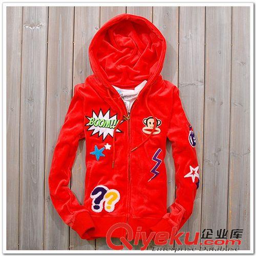 大嘴猴系列 大嘴閃電毛巾刺繡 2014新品天鵝絨套裝猴子金絲絨衛衣套裝女