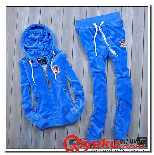 4.10 踏青吧～ 2014大嘴巴猴子gd皮質wm刺繡加厚休閑天鵝絨套裝原始圖片2