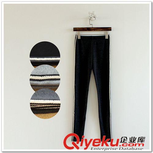 ◤貼心打底◥ 韓國東大門新款純棉高彈力大碼條紋包臀假兩件裙褲 九分褲批發(fā)