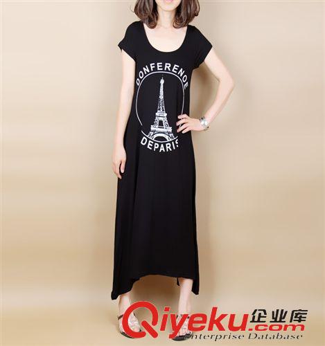 ◤清倉(cāng)區(qū)◥ 春夏裝新款 莫代爾寬松短袖連衣裙 女 胖MM波西米亞鐵塔長(zhǎng)裙