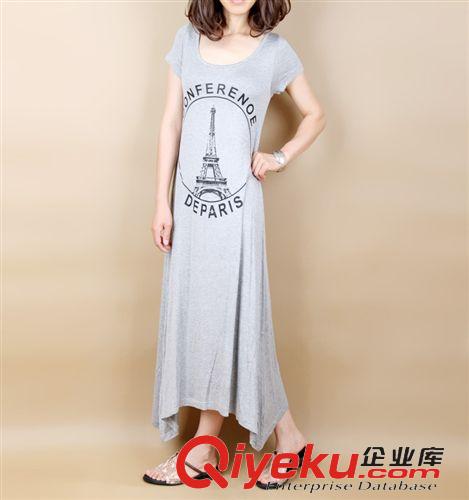 ◤清倉(cāng)區(qū)◥ 春夏裝新款 莫代爾寬松短袖連衣裙 女 胖MM波西米亞鐵塔長(zhǎng)裙