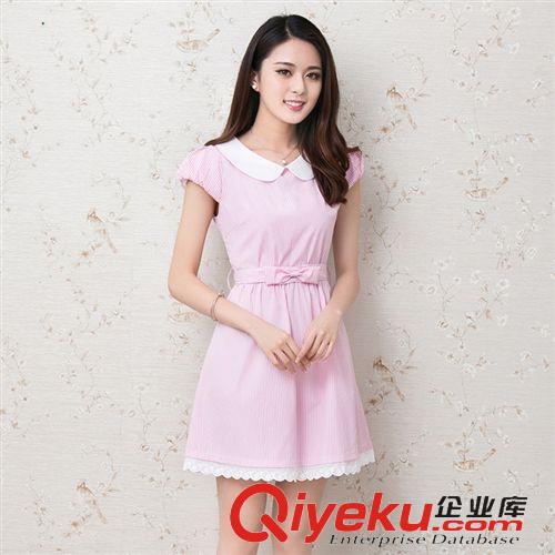 5月19日上新 實(shí)拍2015夏季新款韓版女裝甜美學(xué)院風(fēng)娃娃領(lǐng)修身學(xué)生連衣裙子女原始圖片2