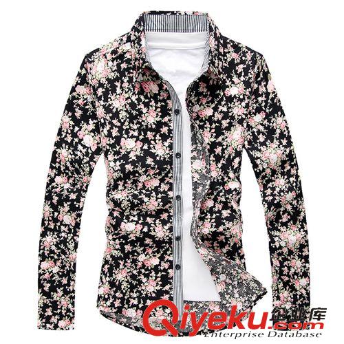 襯衫 春季2015新品男裝襯衣新款青年襯衫gd襯衣批發(fā)男士花襯衫潮原始圖片3