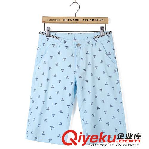 休閑褲 2015夏季新款男式褲 韓版修身純棉印花潮男中腰5分褲子批發(fā)原始圖片2