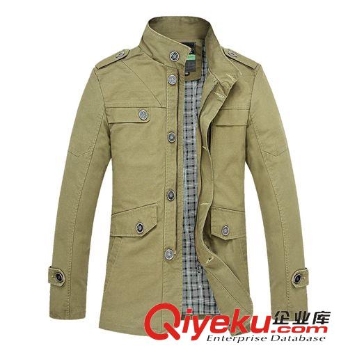 夾克 秋冬新款韓版男士立領(lǐng)夾克　時(shí)尚潮男批發(fā)中長(zhǎng)款男裝修身水洗夾克原始圖片3