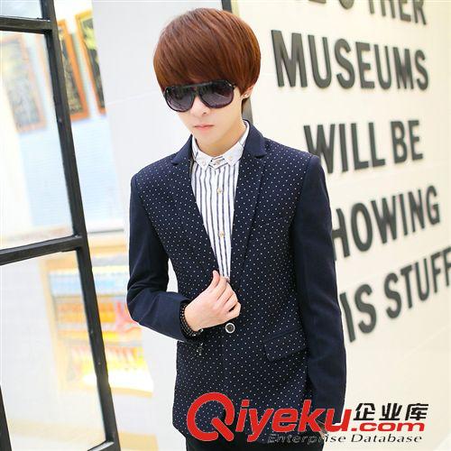 小西裝 男休閑西裝2015新款男裝西服修身韓版男式西裝圓點(diǎn)西服批發(fā)原始圖片3
