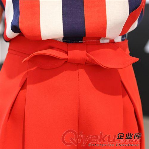 6月上新 2015夏季新款休閑套裝女裝條紋撞色海軍風(fēng)上衣短褲兩件套潮原始圖片3