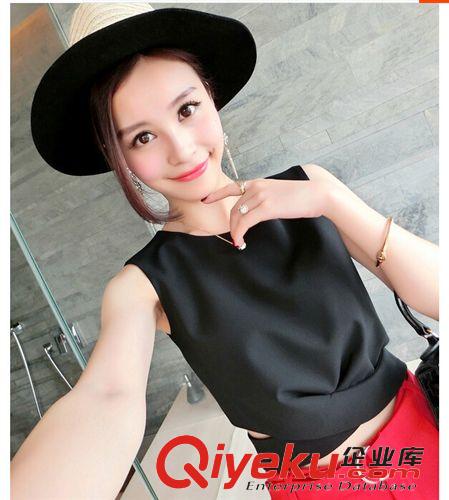 5.28 dp歐美2015春夏新款韓版氣質設計款交叉帶無袖上衣簡約背心上衣原始圖片2
